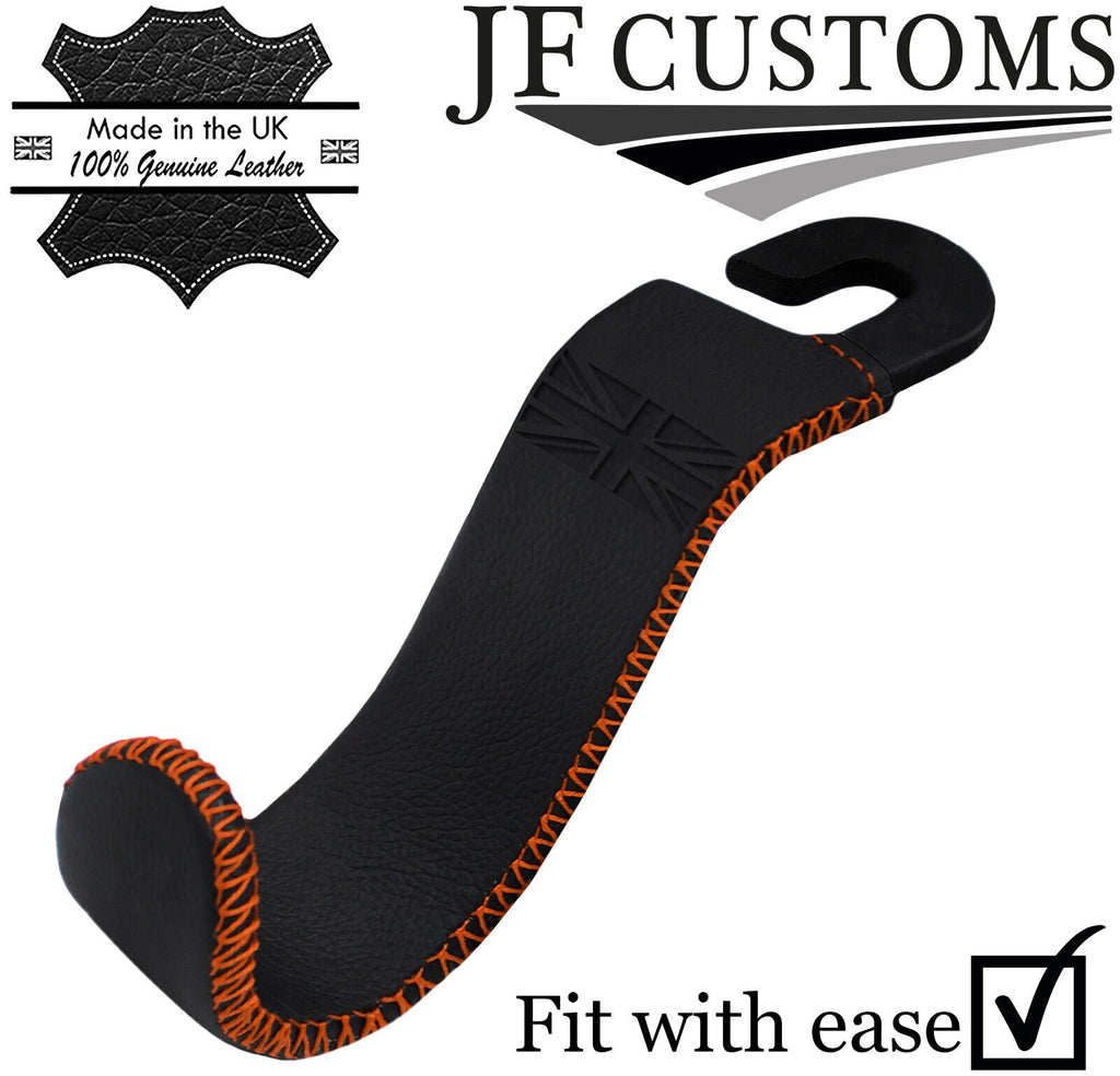 ORANGE STITCH EMBOSSED LEATHER HEADREST HOOK HANGER FOR BMW F22 F23 13-18 JF1