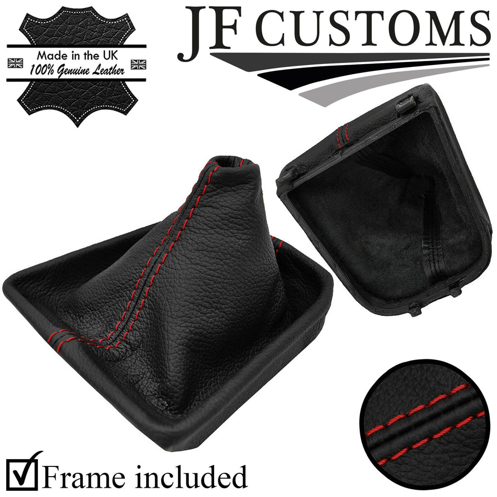 D RED STITCH LEATHER MANUAL GEAR GAITER WITH PLASTIC FRAME FITS VW UP 2017-2021