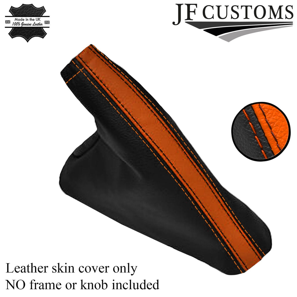 BLACK ORANGE FITS FORD FG FLACON XR6 , XR8 , FPV , 08+ LEATHER HANDBRAKE BOOT