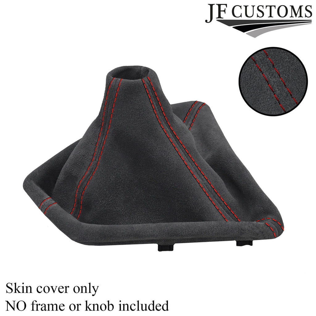 RED STITCH GREY SUEDE GEAR GAITER FOR BMW 1 SERIES F20 F21 2011-2017 CUSTOM NEW