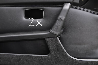 FITS PORSCHE 924 944 968 2X DOOR HANDLE LEATHER COVERS black stitch CUSTOM NEW