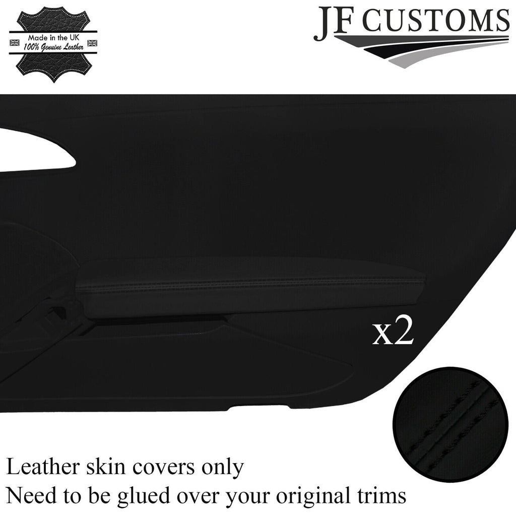 BLACK STITCH NAPPA LEATHER 2X FRONT DOOR ARMREST COVER FOR CARRERA 991 11-16