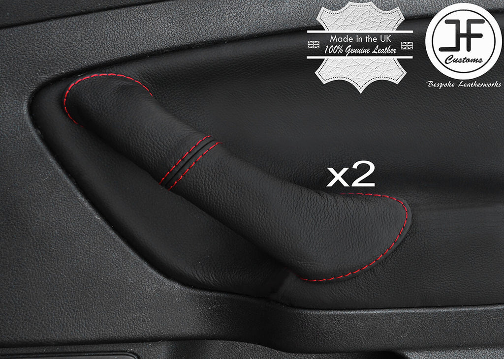 RED STITCH 2X REAR DOOR HANDLE LEATHER COVER FITS FORD MONDEO MK4 2007-2013