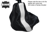 BLACK & WHITE STRIPE LEATHER SKIN GEAR GAITER FITS FIAT 500 & 500 ABARTH 07-14