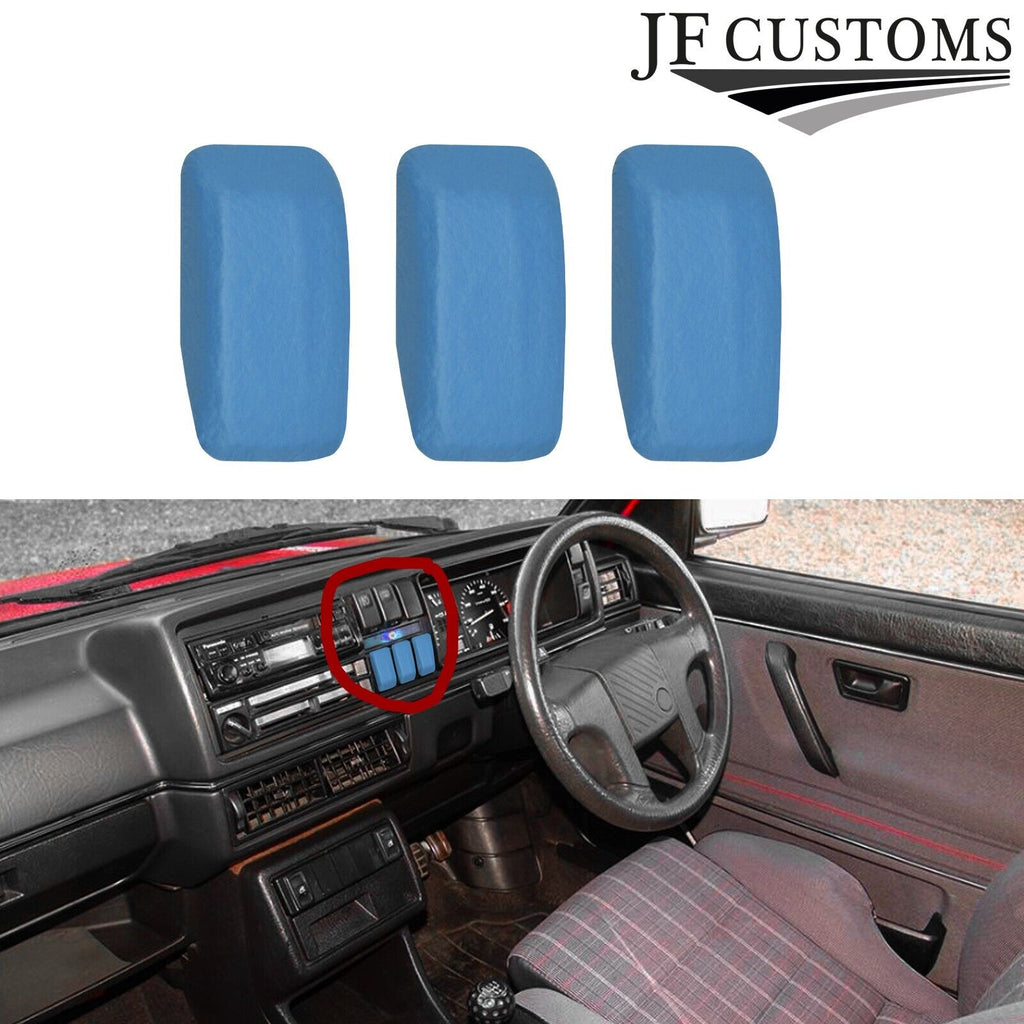 FOR VW GOLF MK2 JETTA 83-92 3X L BLUE LEATHER DASHBOARD BLANK TRIMS + FRAMES