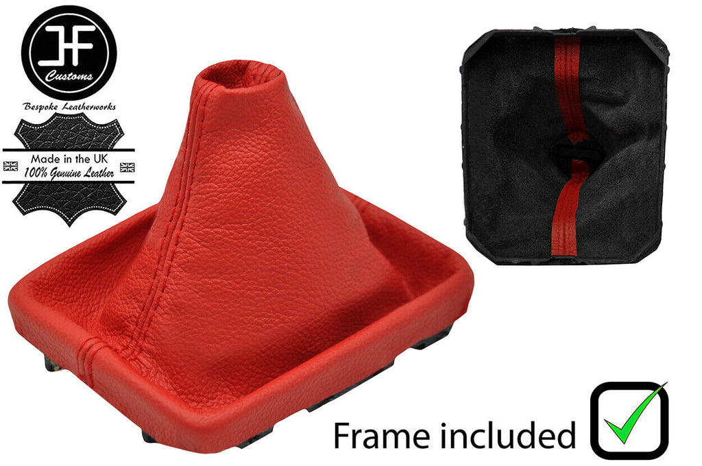 RED REAL LEATHER MANUAL GEAR GAITER +PLASTIC FRAME FOR VW PASSAT B6 2006-2010