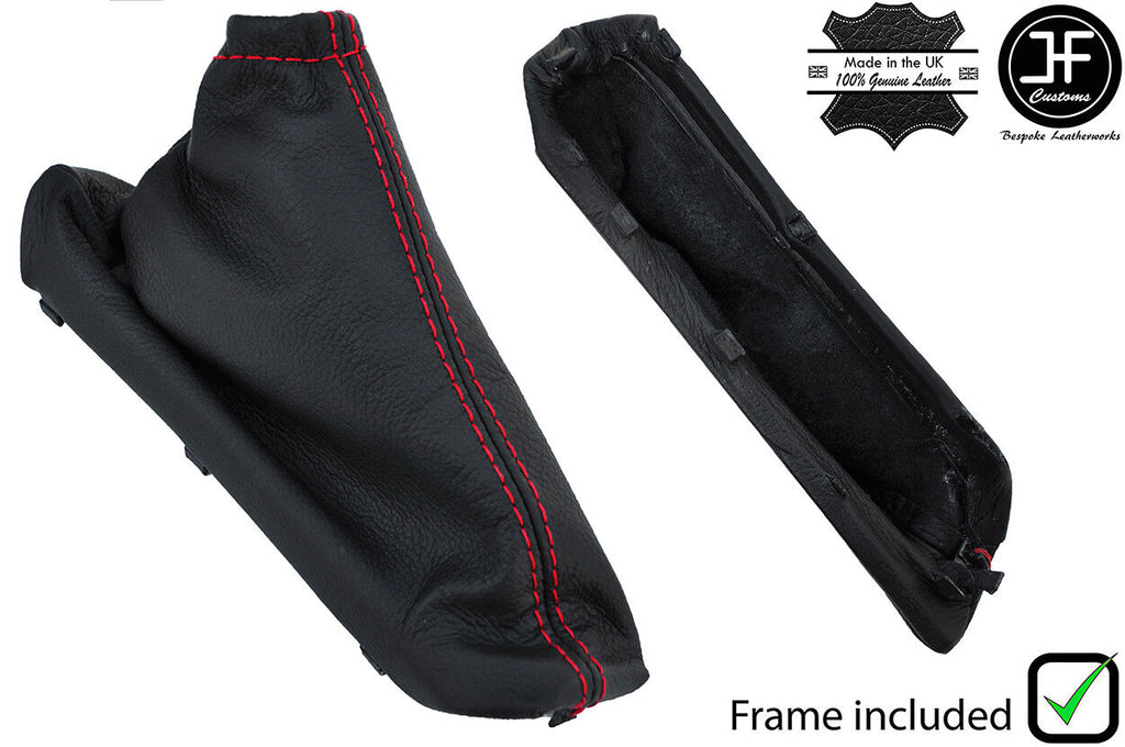 RED STITCH LEATHER HANDBRAKE GAITER+PLASTIC FRAME FITS PEUGEOT 508 2011-2017