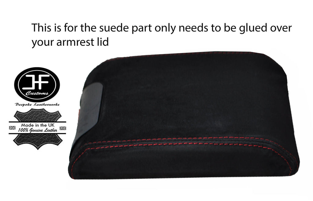 RED STITCHING ARMREST REAL SUEDE COVER FITS BMW X5 E53 1999-2006 CUSTOM NEW