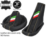 BEIGE STITCH ITALIAN FLAG LTHR GEAR HANDBRAKE GAITER FOR FIAT 124 SPIDER 16-18