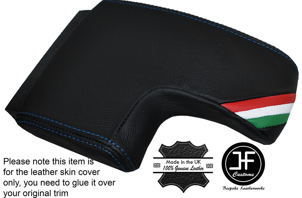 BLUE STITCH ITALIAN FLAG ARMREST LID LEATHER COVER FITS ALFA ROMEO BRERA 06-11