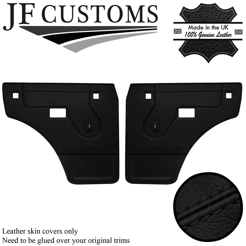 BLACK STITCH LEATHER 2X REAR DOOR CARD COVERS FOR LAND ROVER DISCOVERY 1 89-98