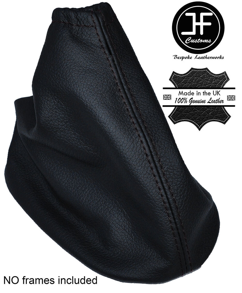BLACK STITCHING MANUAL LEATHER GEAR GAITER FITS NISSAN MICRA K13 2011-2015