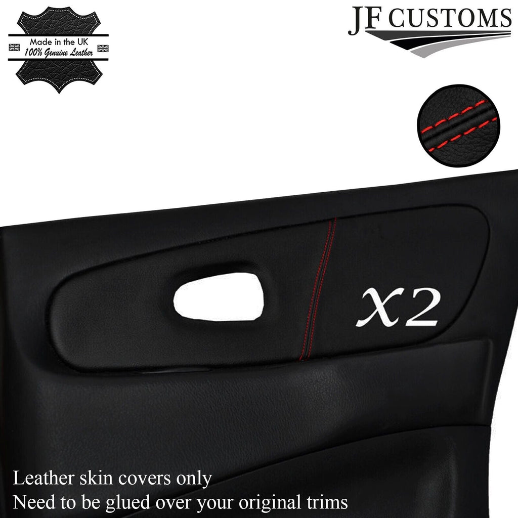 RED STITCH 2X REAR DOOR CARD LEATHER COVERS FITS MITSUBISHI EVO 1 2 3 I II III