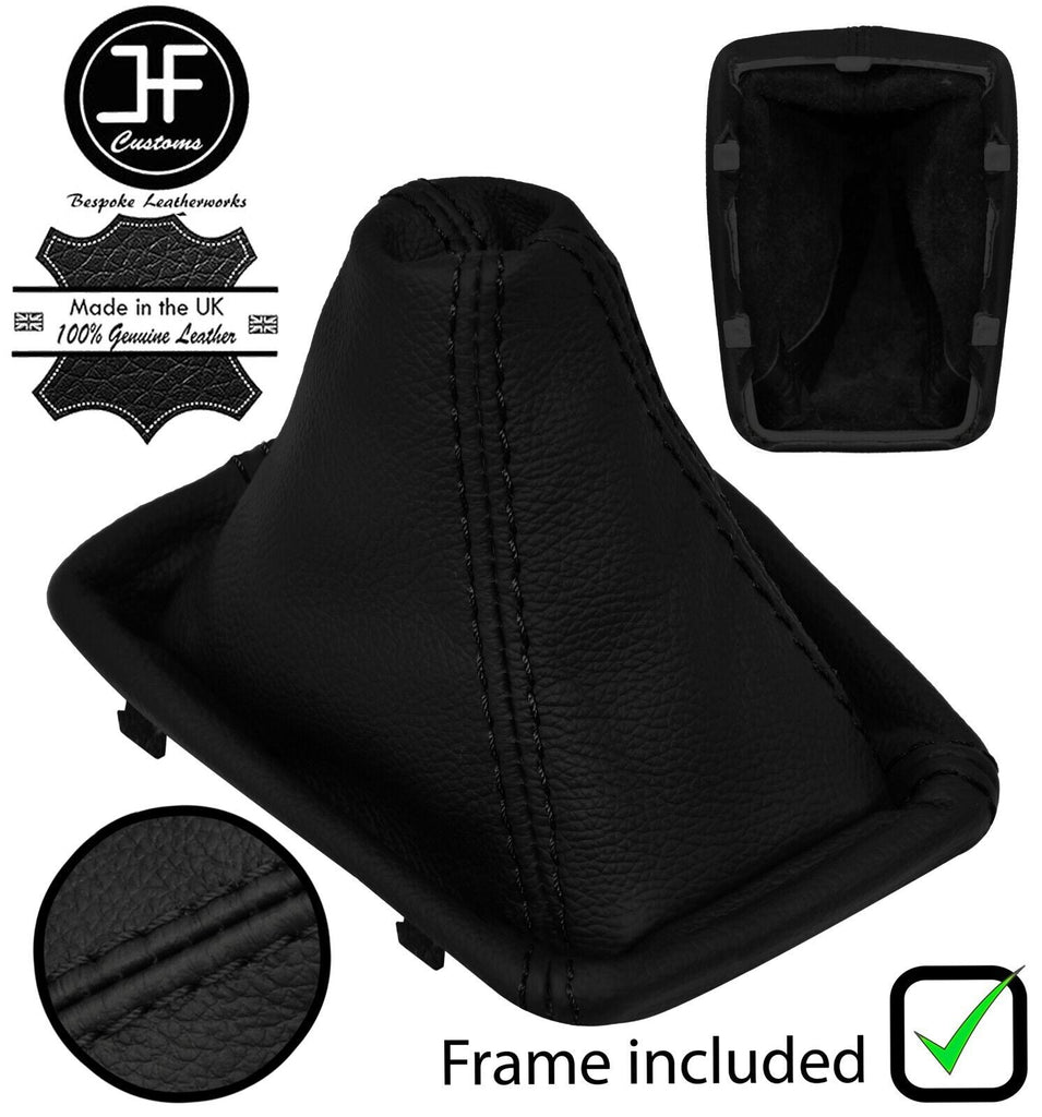 BLACK STITCH LEATHER MANUAL GEAR GAITER+FRAME FITS SEAT EXEO 2008-2013