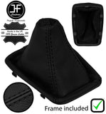 BLACK STITCH LEATHER MANUAL GEAR GAITER+FRAME FITS SEAT EXEO 2008-2013