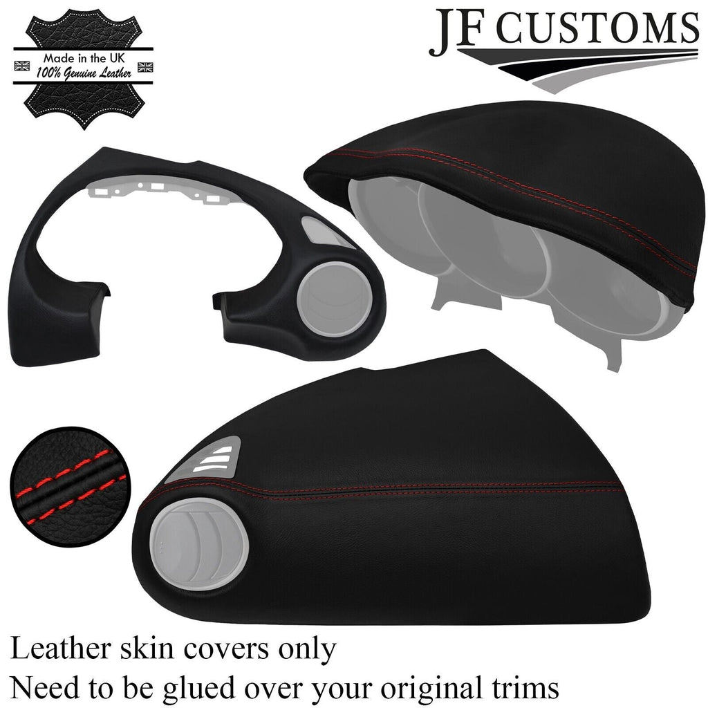 RED STITCHING 2X DASH TRIM + SPEEDO HOOD LEATHER COVER FITS MAZDA RX8 03-12