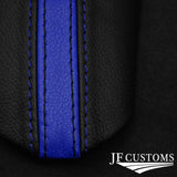 R BLUE STRIPE LEATHER 3-SPOKE STEERING TRIM COVERS+FRAMES FOR MINI R50 R52 R53