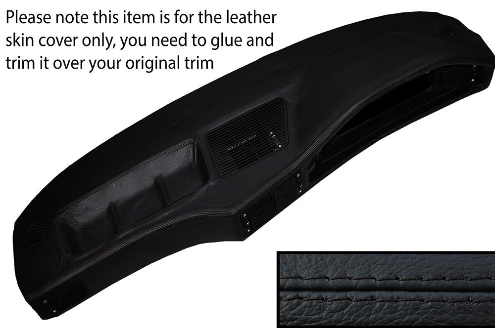 BLACK STITCH DASH DASHBOARD LEATHER SKIN COVER FITS BMW 5 SERIES E28 1981-1987