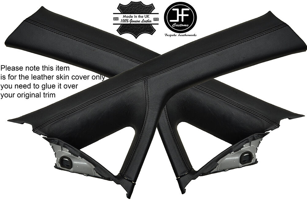 BLACK STITCHING 2X A POST PILLAR LEATHER COVERS FITS HONDA JAZZ 2002-2008