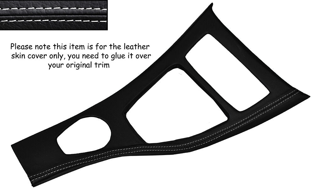 WHITE STITCH CENTRE CONSOLE TRIM SKIN COVER FITS BMW E90 E91 E92 06-10 IDRIVE