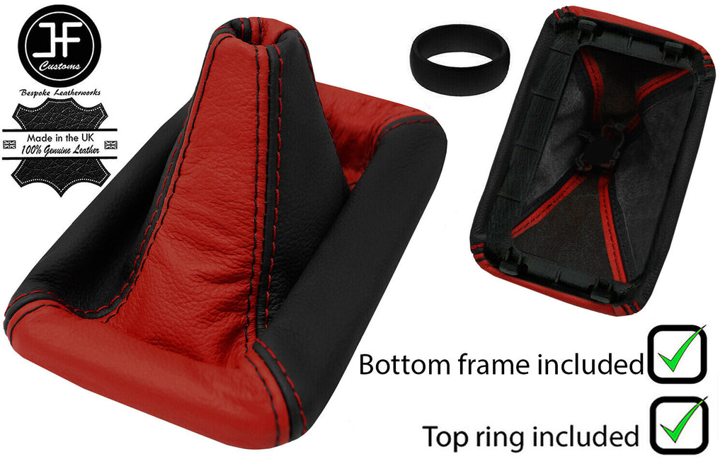 BLACK RED LEATHER MANUAL GEAR GAITER +FRAME+TOP RING FOR TOYOTA MR2 MK2 89-00