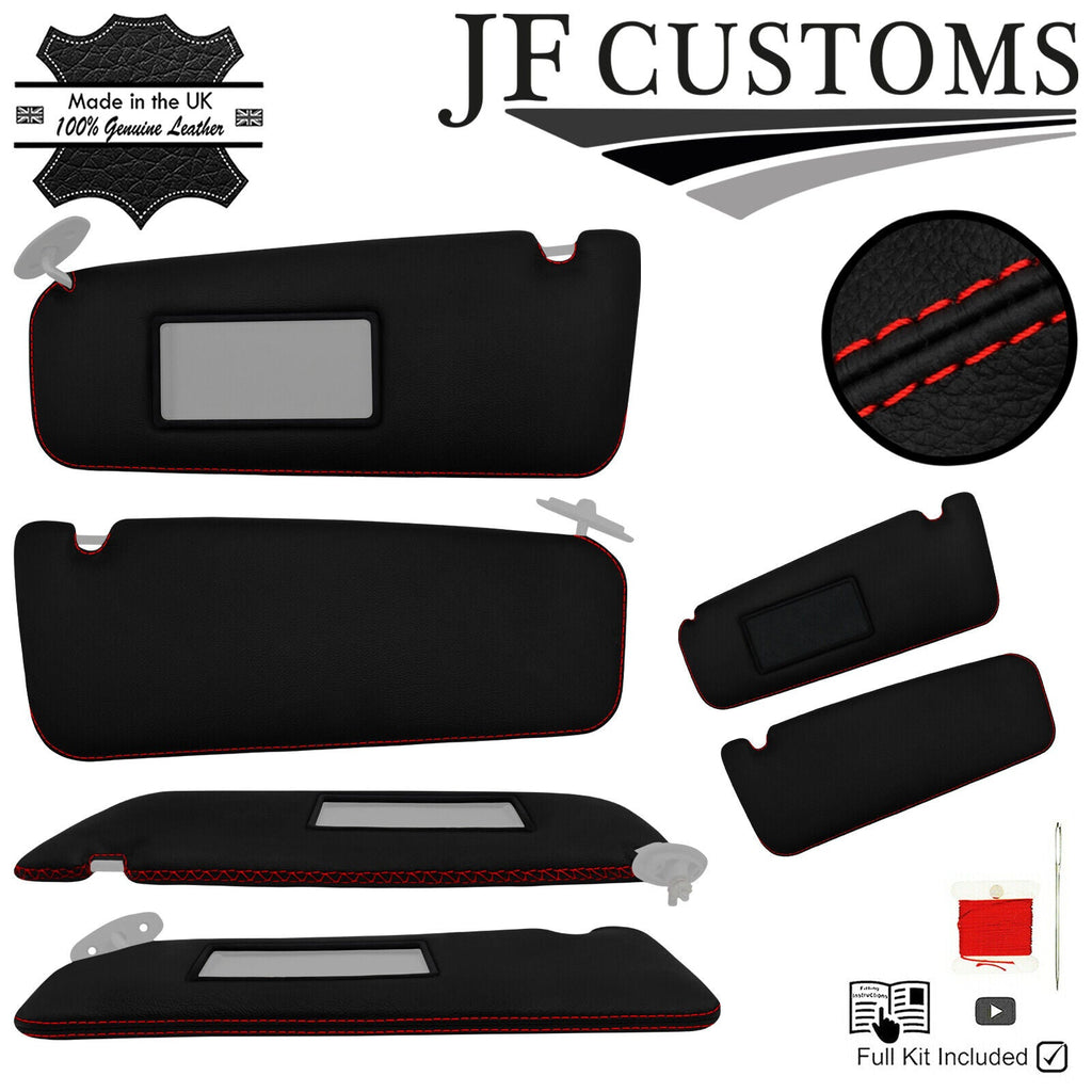 RED CROSS STITCH ITALIAN LEATHER 2X SUN VISOR COVERS FITS BMW E31 90-99