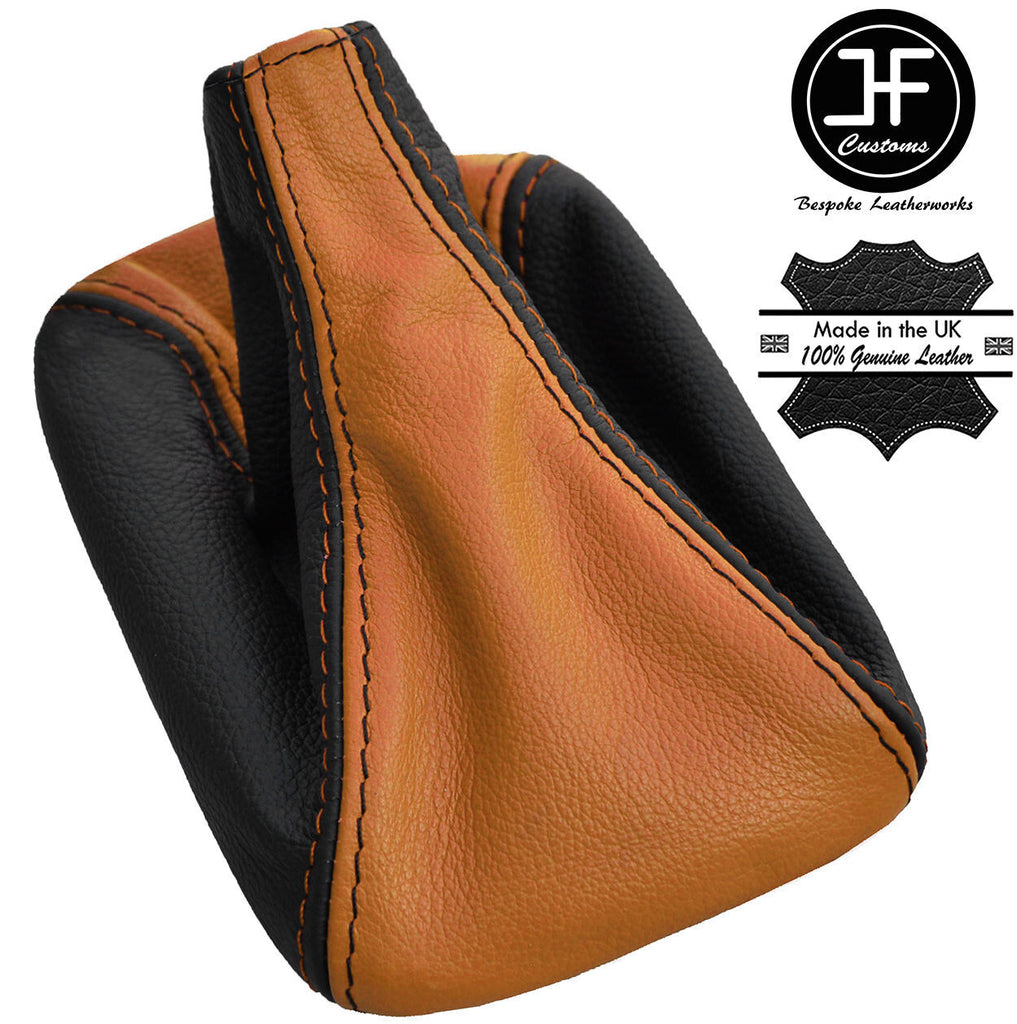 BLACK ORANGE TOP GRAIN REAL LEATHER GEAR GAITER FOR VW T4 TRANSPORTER CARAVELLE