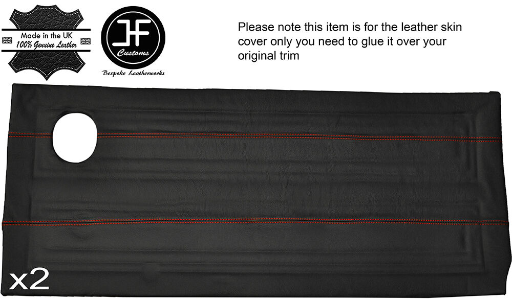 RED STITCH 2X FULL FRONT DOOR CARD LEATHER COVERS FITS FORD CORTINA MK2 COUPE