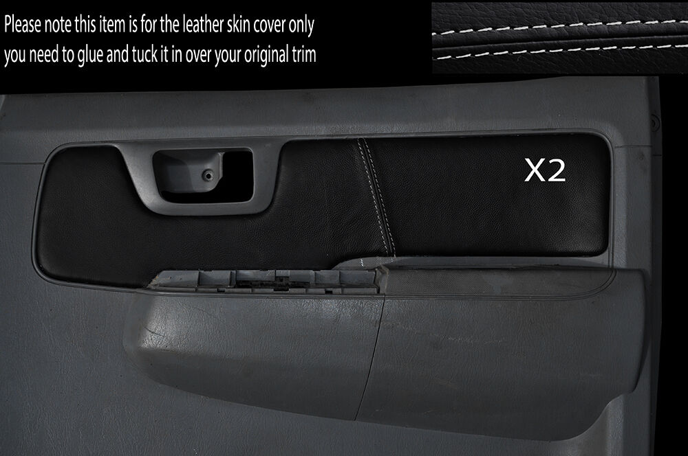 GREY STITCH 2X REAR DOOR CARD TRIM SKIN COVERS FITS TOYOTA HILUX 05-15