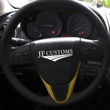 FOR MAZDA 6 MK2 08-12 YELLOW & BLACK LEATHER COVERED STEERING WHEEL TRIM + FRAME