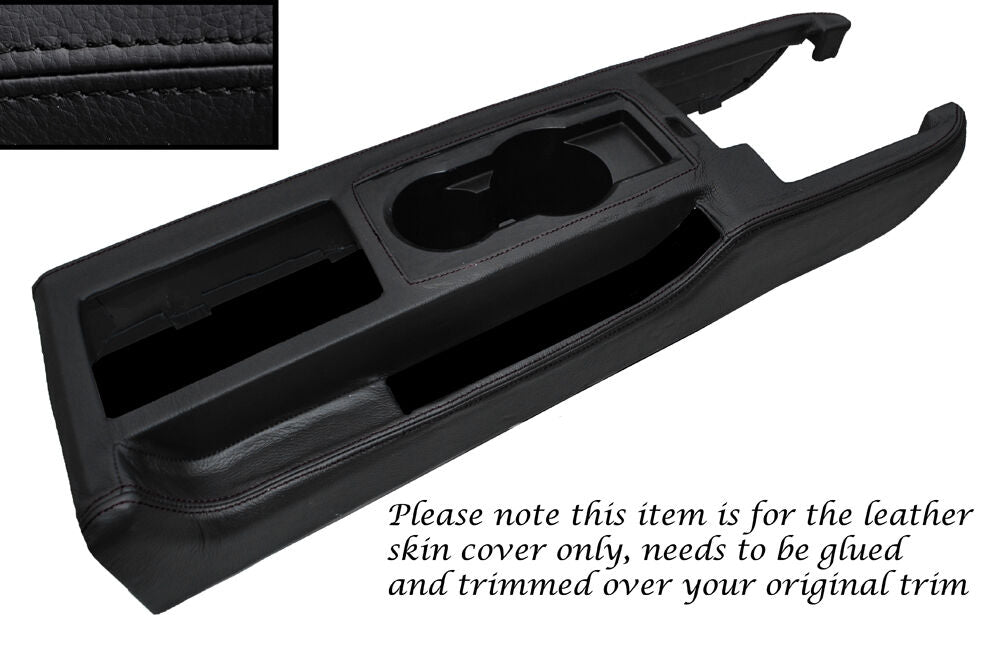 BLACK STITCHING CENTRE CONSOLE LEATHER SKIN COVER FITS FORD MUSTANG 2005-2009