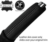 BLACK STITCH HANDBRAKE HANDLE REAL LEATHER COVER FITS FORD FIESTA 2017-2019