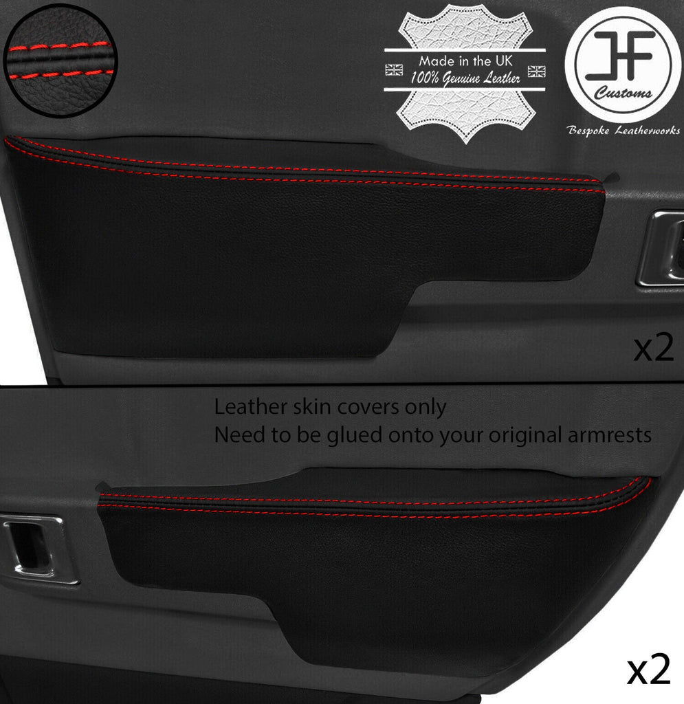 RED STITCH 4X LEATHER DOOR ARMREST COVERS FOR RANGE ROVER VOGUE 2002-2006