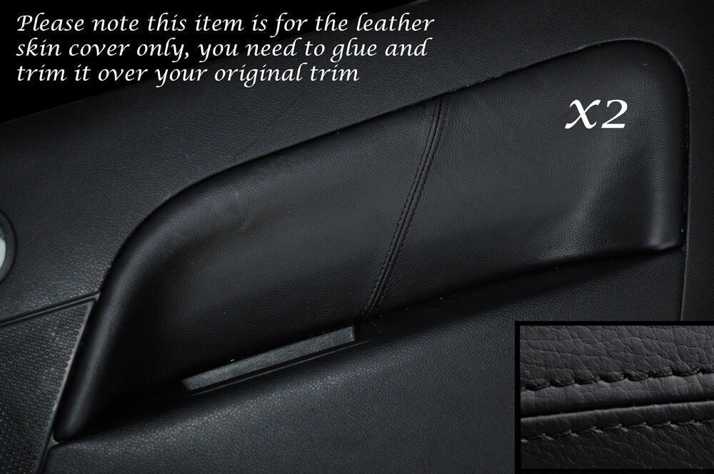 BLACK STITCH 2X REAR DOOR CARD TRIM LEATHER COVERS FITS FIESTA MK6 02-08 5 DR