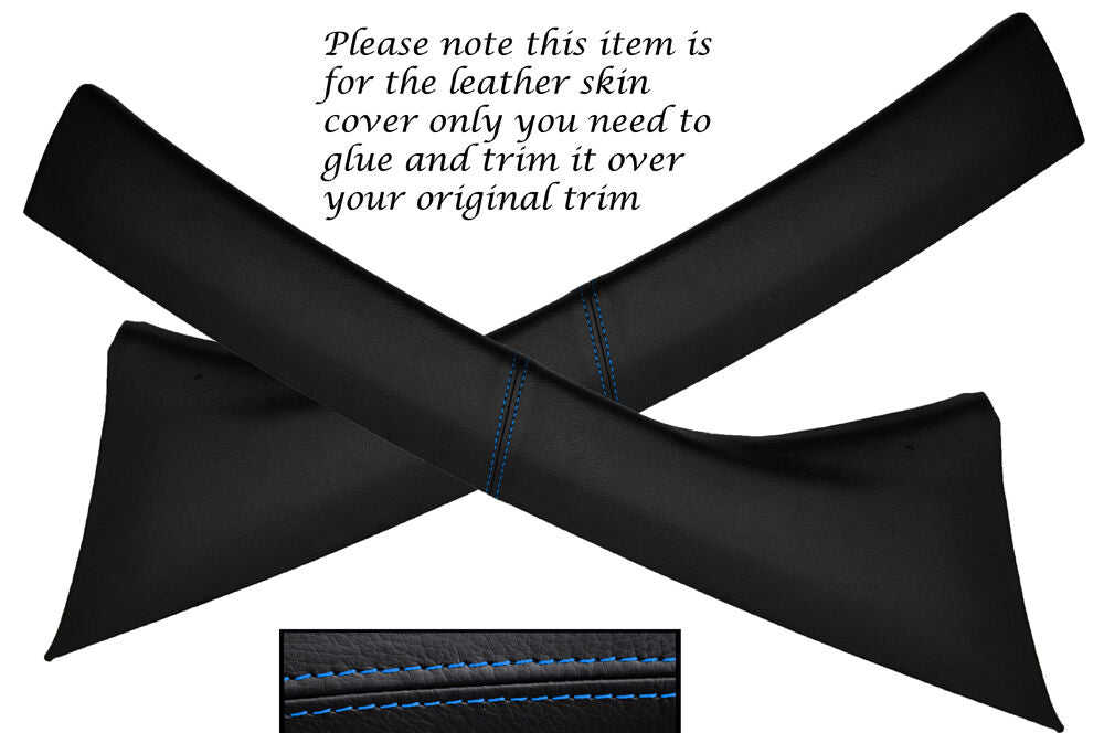 BLUE STITCH 2X A POST PILLARS LEATHER SKIN COVERS FITS CITROEN C2 2003-2011