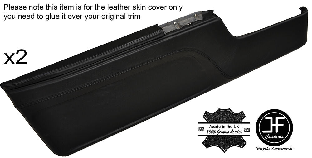 BLACK STITCH 2X FRONT LOWER DOOR CARD TRIM LEATHER COVERS FITS BMW 6 SERIES E24