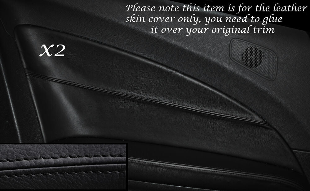 BLACK STITCH 2X REAR DOOR CARD TRIM LEATHER COVERS FITS VW SCIROCCO 2008-2014