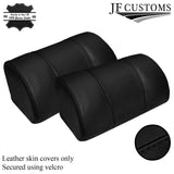 BLACK STITCHING 2X HEADREST LEATHER COVERS FITS JAGUAR E TYPE SERIES 2