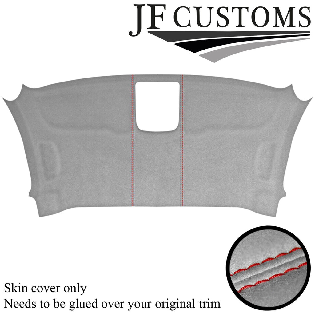 RED STITCH L GREY SUEDE FRONT ROOF HEADLINER COVER FOR MERCEDES VITO 14-21 VAN