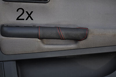 red stitch FITS SEAT IBIZA 02-08 2X DOOR HANDLE LEATHER COVERS CUSTOM NEW