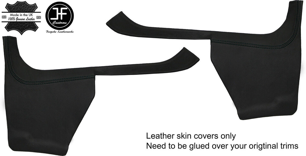 BLACK STITCH 2X LOWER SIDE KICK PANEL SILL LEATHER COVER FOR FORD MUSTANG 87-93