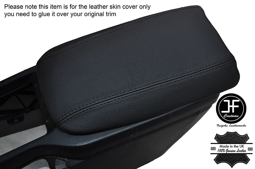 BLACK STITCHING ARMREST LID LEATHER COVER FITS VOLVO V40 2012-2015 CUSTOM NEW