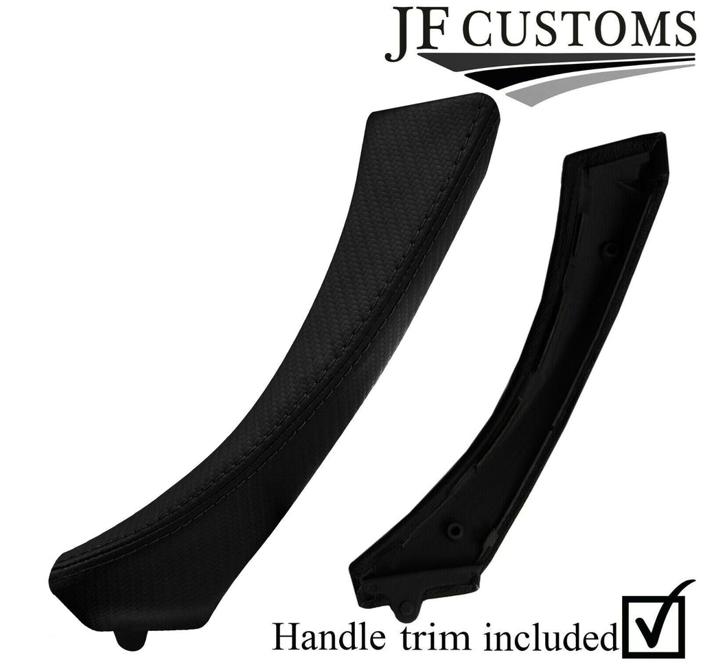 BLACK STITCH CARBON 1X FRONT DOOR HANDLE TRIM+COVER FOR BMW E90 E91 E92 E93