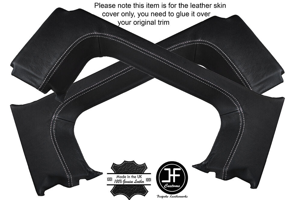 GREY STITCH 2X REAR QUARTER WINDOW PANEL LEATHER COVERS FITS DEFENDER 110 SW