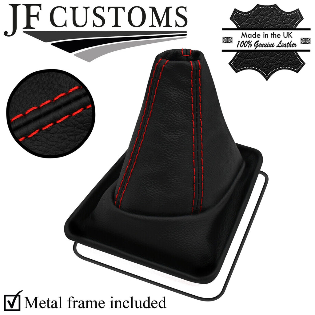RED STITCH LEATHER GEAR GAITER+METAL FRAME FOR NISSAN LAUREL C34 93-97 STYLE2