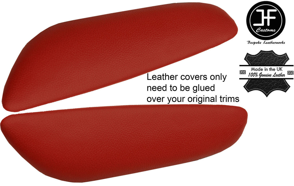 DARK RED LEATHER 2X REAR DOOR ARMREST COVERS FITS BMW E46 CONVERTIBLE COUPE