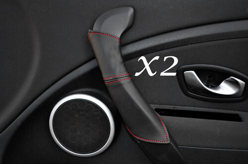 RED STITCH FITS RENAULT MEGANE MK3 2009-2012 2X DOOR HANDLE LEATHER COVERS ONLY