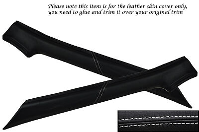 WHITE STITCH FITS VW GOLF MK1 CADDY 2X WINDSCREEN PILLAR LEATHER COVERS ONLY