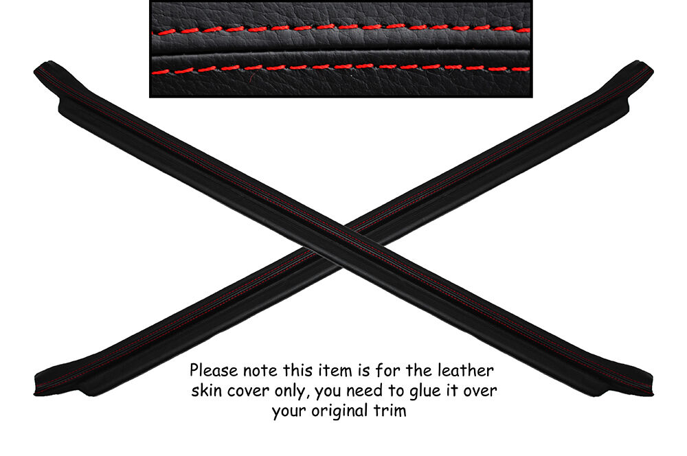 RED STITCH 2X DOOR SILL TRIM LEATHER SKIN COVERS FITS TOYOTA MR2 MK1 84-90