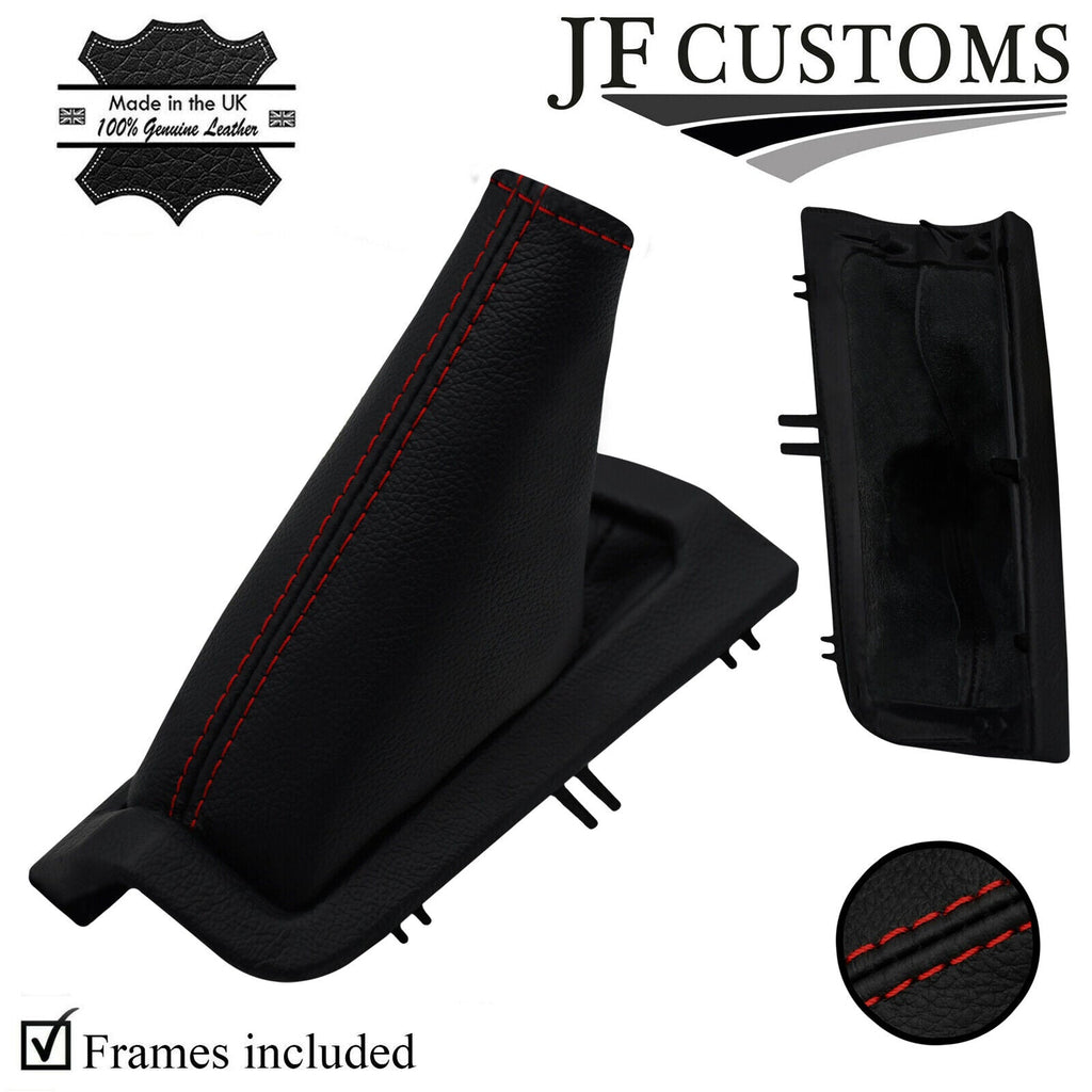 D RED STITCH ITALIAN LEATHER HANDBRAKE BOOT+SURROUND+FRAMES FOR VOLVO V70 01-04